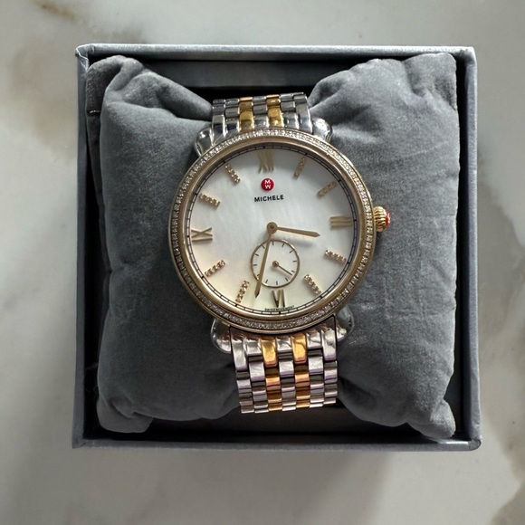 MICHELE Mother of Pearl Diamond Two Tone Watch - Picture 2 of 8